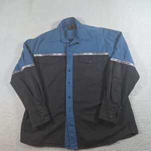 VTG‎ 90's Rustler Wrangler Aztec Western Pearl Snap Button Up Southwest Shirt L